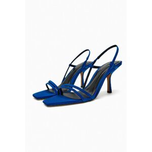 Zara Electric Blue Strappy Heels Sandals NWT Size 8